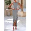 imagePRETTYGARDEN Wedding Guest Dresses for Women 2025 Summer Formal Gala Maxi Dress Ruffle Mermaid Cocktail Long DressesGrey