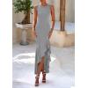 imagePRETTYGARDEN Wedding Guest Dresses for Women 2025 Summer Formal Gala Maxi Dress Ruffle Mermaid Cocktail Long DressesGrey