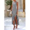 imagePRETTYGARDEN Wedding Guest Dresses for Women 2025 Summer Formal Gala Maxi Dress Ruffle Mermaid Cocktail Long DressesGrey