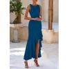 imagePRETTYGARDEN Wedding Guest Dresses for Women 2025 Summer Formal Gala Maxi Dress Ruffle Mermaid Cocktail Long DressesLake Blue