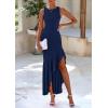 imagePRETTYGARDEN Wedding Guest Dresses for Women 2025 Summer Formal Gala Maxi Dress Ruffle Mermaid Cocktail Long DressesNavy