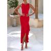 imagePRETTYGARDEN Wedding Guest Dresses for Women 2025 Summer Formal Gala Maxi Dress Ruffle Mermaid Cocktail Long DressesRed