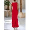 imagePRETTYGARDEN Wedding Guest Dresses for Women 2025 Summer Formal Gala Maxi Dress Ruffle Mermaid Cocktail Long DressesRed