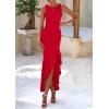 imagePRETTYGARDEN Wedding Guest Dresses for Women 2025 Summer Formal Gala Maxi Dress Ruffle Mermaid Cocktail Long DressesRed