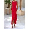 imagePRETTYGARDEN Wedding Guest Dresses for Women 2025 Summer Formal Gala Maxi Dress Ruffle Mermaid Cocktail Long DressesRed