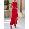 imagePRETTYGARDEN Wedding Guest Dresses for Women 2025 Summer Formal Gala Maxi Dress Ruffle Mermaid Cocktail Long DressesRed