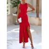 imagePRETTYGARDEN Wedding Guest Dresses for Women 2025 Summer Formal Gala Maxi Dress Ruffle Mermaid Cocktail Long DressesRed