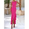 imagePRETTYGARDEN Wedding Guest Dresses for Women 2025 Summer Formal Gala Maxi Dress Ruffle Mermaid Cocktail Long DressesRose Red