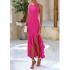 imagePRETTYGARDEN Wedding Guest Dresses for Women 2025 Summer Formal Gala Maxi Dress Ruffle Mermaid Cocktail Long DressesRose Red
