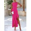 imagePRETTYGARDEN Wedding Guest Dresses for Women 2025 Summer Formal Gala Maxi Dress Ruffle Mermaid Cocktail Long DressesRose Red