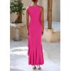 imagePRETTYGARDEN Wedding Guest Dresses for Women 2025 Summer Formal Gala Maxi Dress Ruffle Mermaid Cocktail Long DressesRose Red
