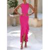 imagePRETTYGARDEN Wedding Guest Dresses for Women 2025 Summer Formal Gala Maxi Dress Ruffle Mermaid Cocktail Long DressesRose Red