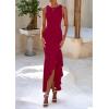 imagePRETTYGARDEN Wedding Guest Dresses for Women 2025 Summer Formal Gala Maxi Dress Ruffle Mermaid Cocktail Long DressesWine Red