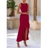 imagePRETTYGARDEN Wedding Guest Dresses for Women 2025 Summer Formal Gala Maxi Dress Ruffle Mermaid Cocktail Long DressesWine Red