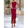 imagePRETTYGARDEN Wedding Guest Dresses for Women 2025 Summer Formal Gala Maxi Dress Ruffle Mermaid Cocktail Long DressesWine Red