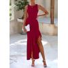 imagePRETTYGARDEN Wedding Guest Dresses for Women 2025 Summer Formal Gala Maxi Dress Ruffle Mermaid Cocktail Long DressesWine Red