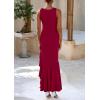 imagePRETTYGARDEN Wedding Guest Dresses for Women 2025 Summer Formal Gala Maxi Dress Ruffle Mermaid Cocktail Long DressesWine Red