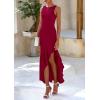 imagePRETTYGARDEN Wedding Guest Dresses for Women 2025 Summer Formal Gala Maxi Dress Ruffle Mermaid Cocktail Long DressesWine Red