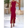 imagePRETTYGARDEN Wedding Guest Dresses for Women 2025 Summer Formal Gala Maxi Dress Ruffle Mermaid Cocktail Long DressesWine Red