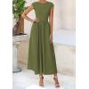 imagePRETTYGARDEN Womens 2025 Summer Casual Long Dresses Cap Sleeve Patchwork A Line Flowy Modest Elegant Homecoming Maxi DressArmy Green