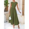 imagePRETTYGARDEN Womens 2025 Summer Casual Long Dresses Cap Sleeve Patchwork A Line Flowy Modest Elegant Homecoming Maxi DressArmy Green