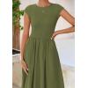 imagePRETTYGARDEN Womens 2025 Summer Casual Long Dresses Cap Sleeve Patchwork A Line Flowy Modest Elegant Homecoming Maxi DressArmy Green