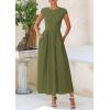 imagePRETTYGARDEN Womens 2025 Summer Casual Long Dresses Cap Sleeve Patchwork A Line Flowy Modest Elegant Homecoming Maxi DressArmy Green