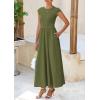 imagePRETTYGARDEN Womens 2025 Summer Casual Long Dresses Cap Sleeve Patchwork A Line Flowy Modest Elegant Homecoming Maxi DressArmy Green