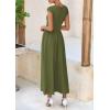 imagePRETTYGARDEN Womens 2025 Summer Casual Long Dresses Cap Sleeve Patchwork A Line Flowy Modest Elegant Homecoming Maxi DressArmy Green