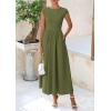 imagePRETTYGARDEN Womens 2025 Summer Casual Long Dresses Cap Sleeve Patchwork A Line Flowy Modest Elegant Homecoming Maxi DressArmy Green