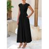 imagePRETTYGARDEN Womens 2025 Summer Casual Long Dresses Cap Sleeve Patchwork A Line Flowy Modest Elegant Homecoming Maxi DressBlack