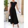 imagePRETTYGARDEN Womens 2025 Summer Casual Long Dresses Cap Sleeve Patchwork A Line Flowy Modest Elegant Homecoming Maxi DressBlack