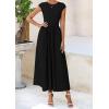 imagePRETTYGARDEN Womens 2025 Summer Casual Long Dresses Cap Sleeve Patchwork A Line Flowy Modest Elegant Homecoming Maxi DressBlack