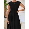 imagePRETTYGARDEN Womens 2025 Summer Casual Long Dresses Cap Sleeve Patchwork A Line Flowy Modest Elegant Homecoming Maxi DressBlack