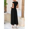 imagePRETTYGARDEN Womens 2025 Summer Casual Long Dresses Cap Sleeve Patchwork A Line Flowy Modest Elegant Homecoming Maxi DressBlack