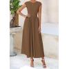 imagePRETTYGARDEN Womens 2025 Summer Casual Long Dresses Cap Sleeve Patchwork A Line Flowy Modest Elegant Homecoming Maxi DressDark Coffee