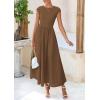 imagePRETTYGARDEN Womens 2025 Summer Casual Long Dresses Cap Sleeve Patchwork A Line Flowy Modest Elegant Homecoming Maxi DressDark Coffee