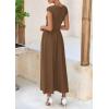 imagePRETTYGARDEN Womens 2025 Summer Casual Long Dresses Cap Sleeve Patchwork A Line Flowy Modest Elegant Homecoming Maxi DressDark Coffee