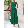 imagePRETTYGARDEN Womens 2025 Summer Casual Long Dresses Cap Sleeve Patchwork A Line Flowy Modest Elegant Homecoming Maxi DressDark Green