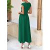imagePRETTYGARDEN Womens 2025 Summer Casual Long Dresses Cap Sleeve Patchwork A Line Flowy Modest Elegant Homecoming Maxi DressDark Green