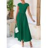 imagePRETTYGARDEN Womens 2025 Summer Casual Long Dresses Cap Sleeve Patchwork A Line Flowy Modest Elegant Homecoming Maxi DressDark Green