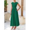 imagePRETTYGARDEN Womens 2025 Summer Casual Long Dresses Cap Sleeve Patchwork A Line Flowy Modest Elegant Homecoming Maxi DressDark Green