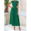 imagePRETTYGARDEN Womens 2025 Summer Casual Long Dresses Cap Sleeve Patchwork A Line Flowy Modest Elegant Homecoming Maxi DressDark Green