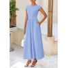 imagePRETTYGARDEN Womens 2025 Summer Casual Long Dresses Cap Sleeve Patchwork A Line Flowy Modest Elegant Homecoming Maxi DressLight Blue