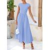 imagePRETTYGARDEN Womens 2025 Summer Casual Long Dresses Cap Sleeve Patchwork A Line Flowy Modest Elegant Homecoming Maxi DressLight Blue
