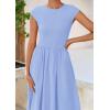 imagePRETTYGARDEN Womens 2025 Summer Casual Long Dresses Cap Sleeve Patchwork A Line Flowy Modest Elegant Homecoming Maxi DressLight Blue