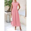 imagePRETTYGARDEN Womens 2025 Summer Casual Long Dresses Cap Sleeve Patchwork A Line Flowy Modest Elegant Homecoming Maxi DressPink
