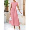 imagePRETTYGARDEN Womens 2025 Summer Casual Long Dresses Cap Sleeve Patchwork A Line Flowy Modest Elegant Homecoming Maxi DressPink
