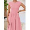 imagePRETTYGARDEN Womens 2025 Summer Casual Long Dresses Cap Sleeve Patchwork A Line Flowy Modest Elegant Homecoming Maxi DressPink