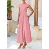 imagePRETTYGARDEN Womens 2025 Summer Casual Long Dresses Cap Sleeve Patchwork A Line Flowy Modest Elegant Homecoming Maxi DressPink
